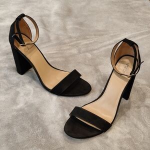 Merona Black Suede Ankle Strap Block Heels